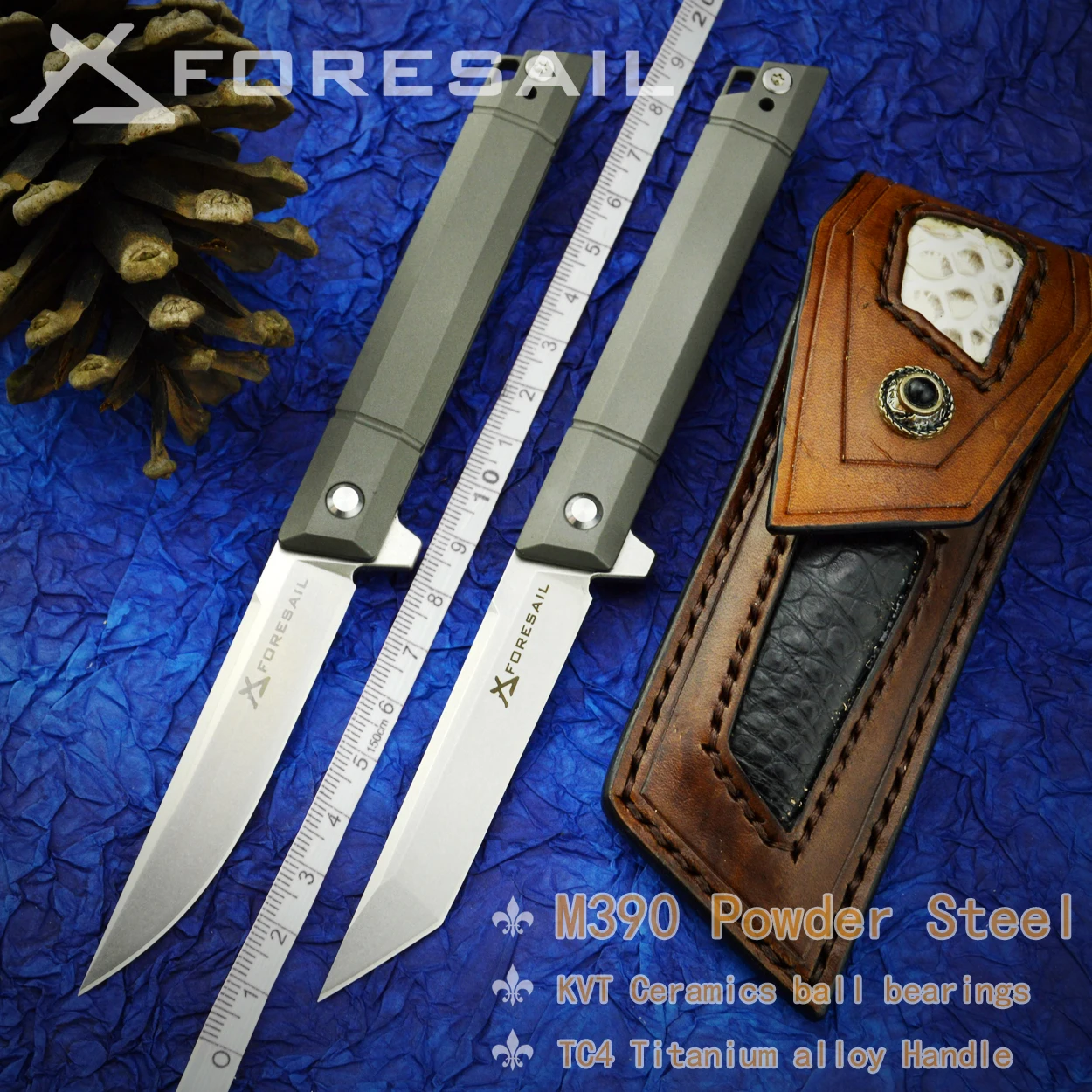 Foresail-m390 powder steel folding knife bag knife with titanium alloy handle portable bearing knife outdoor EDC tool
