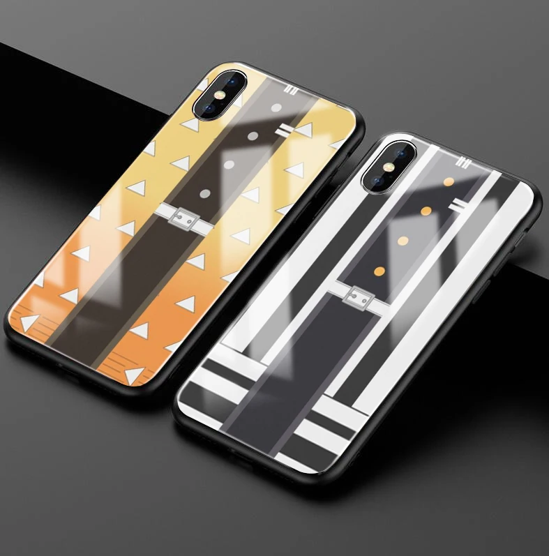 Kamado Nezuko Kimetsu no Yaiba Demon Slayer Pantone Black glass Phone Case For iphone 6/6s 7 7Plus X, XS i11 i11pro