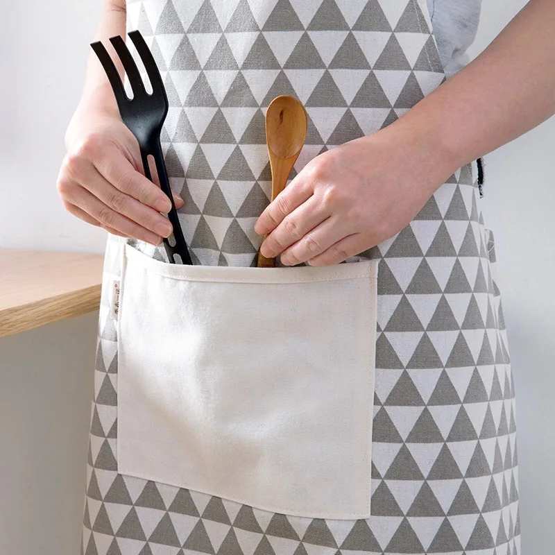 Japanese Style Cotton Linen Apron Oil Resistant Cooking Apron Household Kitchen Adult Women's Fashion Sleeveless Overclothes
