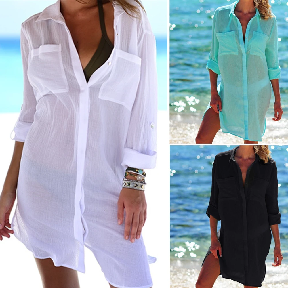 

Woman Swimwear Beach Cover up Beachwear Mini Dres Cotton Tunics for Beach Women Swimsuit Cover-ups