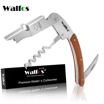 

WALFOS High Quality Wood Handle Professional Wine Opener Multifunction Portable Screw Corkscrew Wine Bottle Opener Sea horse