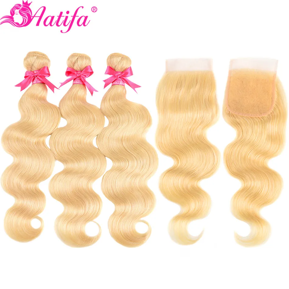 

613 Honey Blonde Bundles With Closure Peruvian Body Wave Human Hair Bundles With Closure Remy Hair 613 Bundles With Closure