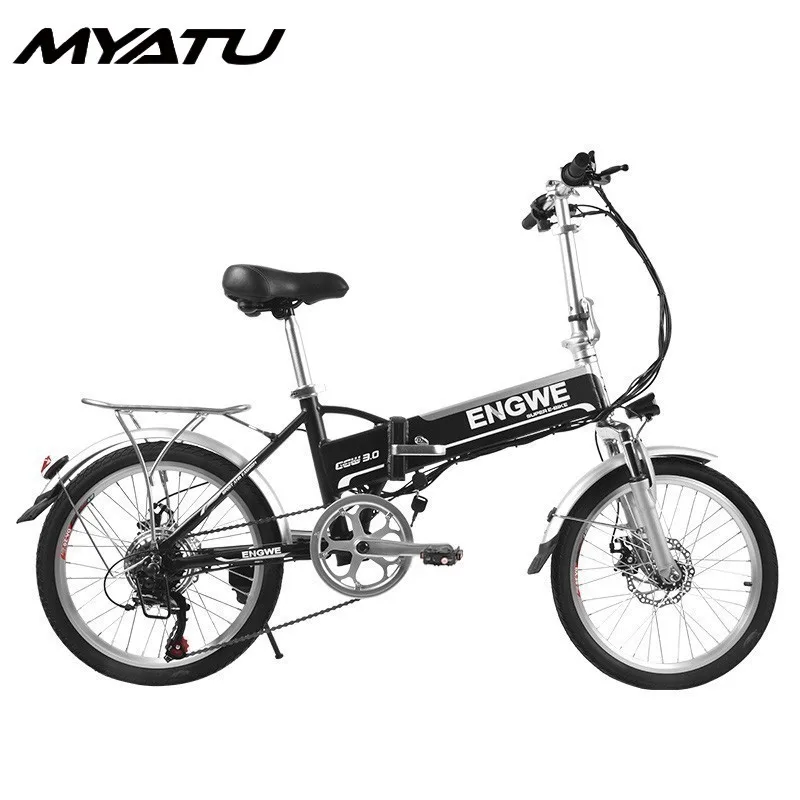 

MYATU 250W 48V 20 inch Fat Tire ebike adult Electric Bike Folding Electric Bicycle Front Fork Suspension mechanical Disc Brake