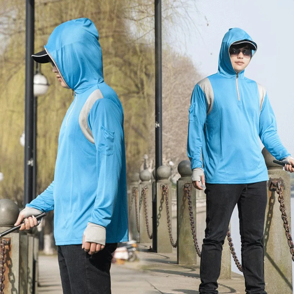 

KANCOOLD Pocket Solid Hooded for Men Zipper Spring Black Blouse Fishing Clothing Fishing Clothes Shirt Sweatshirts 2019 New Male