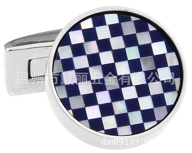 

Bk14 Circle Corner Top Grade Plaid Shell Cufflinks New Style Design