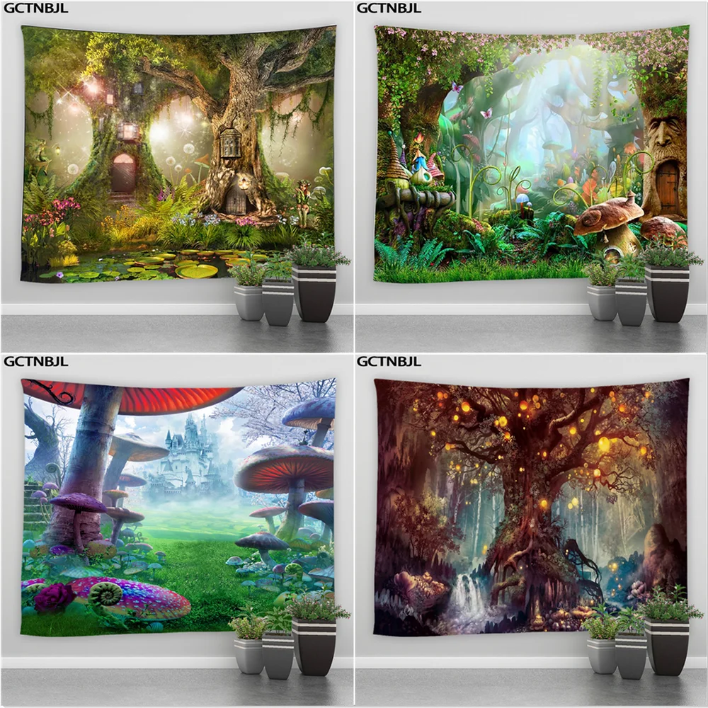 Fairy Tale Forest Tapestry Magic Mushroom And Tree Kids Girl Bedroom Living  Room Party Background Wall Hanging Hippie Tapestries|Decorative Tapestries|  - AliExpress
