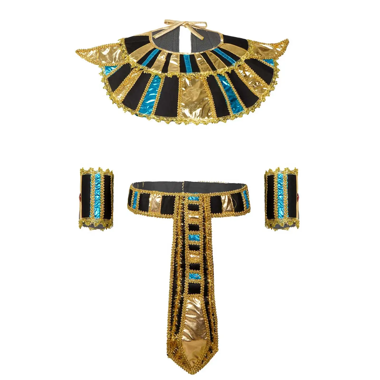 Egyptian Pharaoh Kit Headpiece Collar & Belt Fancy Dress Set 