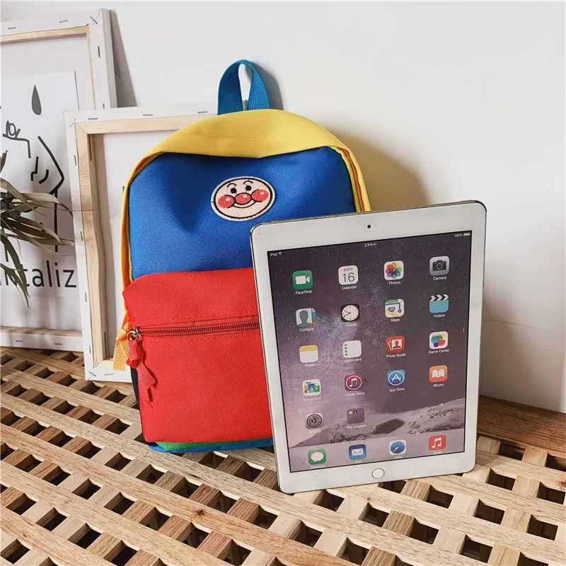 

CHILDREN'S School Bags 2019 Korean-style Summer Canvas Cartoon Contrast Color Backpack Simple Casual Baby Versatile Backpack