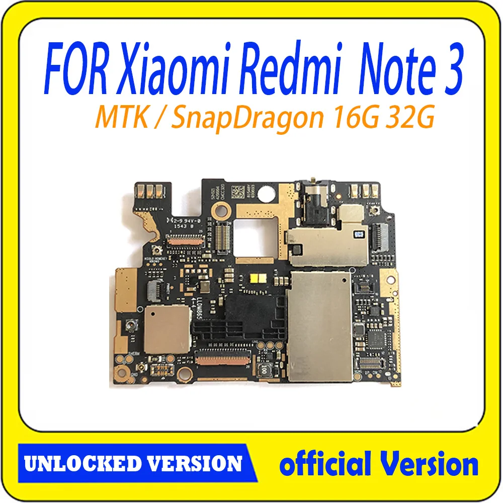 100% разблокированная материнская плата для Xiaomi Redmi Hongmi Note 3 полная логическая с