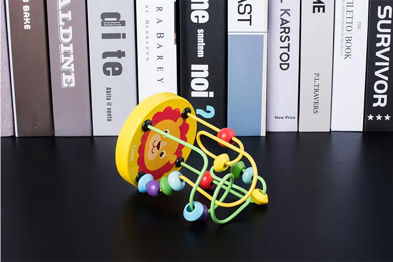 Детские развивающие маленькие игрушки из бисера, деревянные мини-игрушки в виде животных для детей и младенцев, браслет из бисера, коорди для глаз