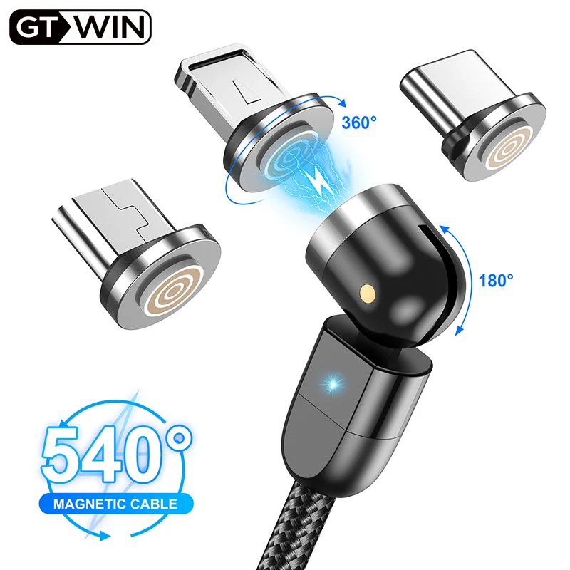 GTWIN Fast Charging Magnetic USB Cable 540 Data Magnet Charger For IPhone Samsung Xiaomi Phone Micro Type C | Мобильные телефоны и