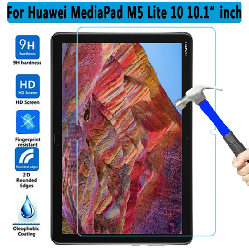 Кожаный чехол премиум класса для huawei Mediapad M5 Lite 10 10,1 BAH2-L09/W09/W19, умный чехол для huawei Mediapad M5 Lite 10,1, чехол - Цвет: Tempered Glass