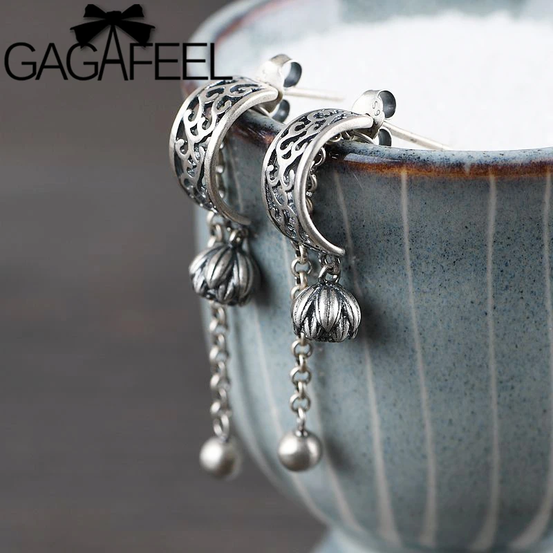 Серьги-подвески GAGAFEEL из стерлингового серебра 100% пробы с кисточками серебряными