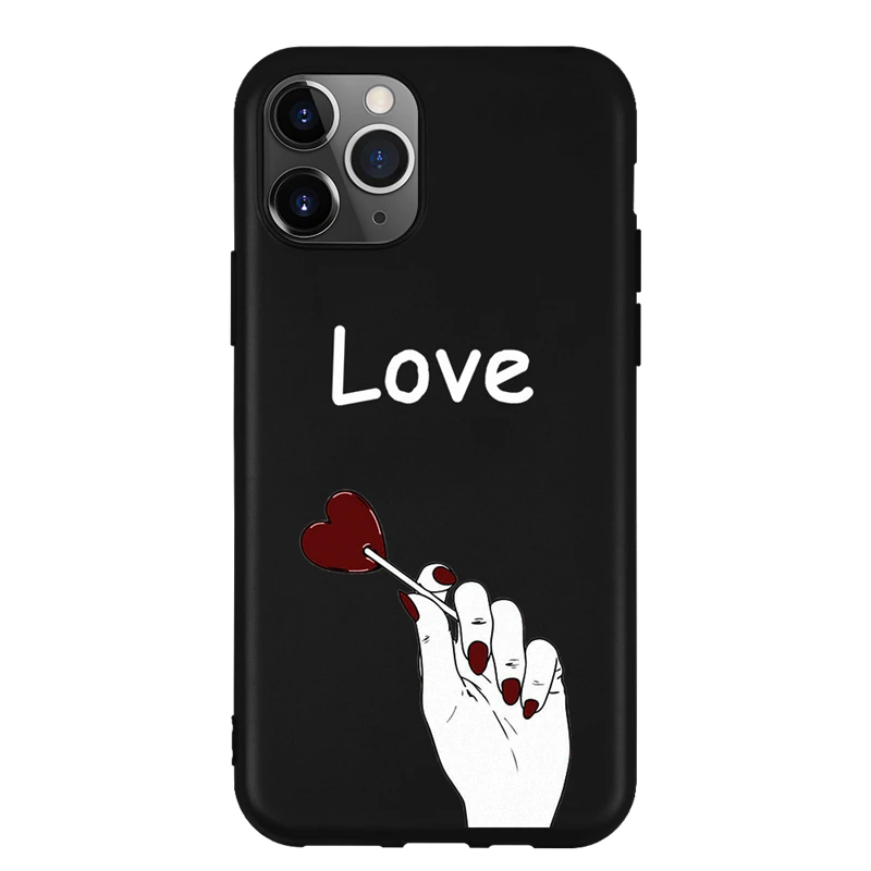 С рисунком из мультфильма «любящее сердце» планета луна силиконовый чехол для телефона, для iPhone 11 Pro Max черный матовый мягкий термополиуретан милый задняя крышка для iPhone 11 - Цвет: 21