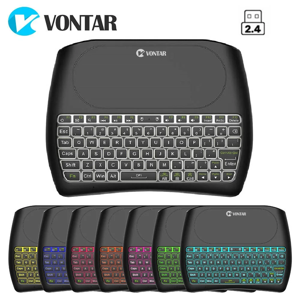 VONTAR подсветка Bluetooth клавиатура D8 супер Английский Русский 2 4G Беспроводная мини Air