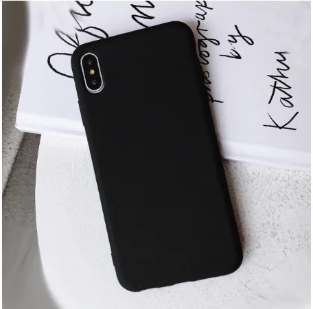 black Милый желтый матовый однотонный карамельный чехол для телефона для Iphone X Xs Max Xr утолщенный простой силиконовый чехол для Iphone 6S 7 8Plus Мягкий чехол - Цвет: black