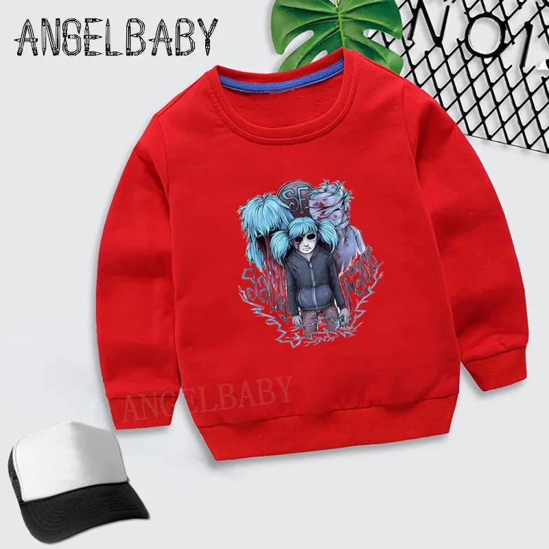 Детские толстовки с капюшоном с принтом персонажа из игры Салли; Детские осенние Топы; одежда из хлопка для малышей; свитер для мальчиков и девочек; KYT5275