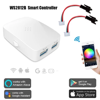 

WS2812B Voice Controller Smart WiFi APP Control, Support Amazon Alexa Google Home,for WS2812 SK6812; 4pin WS2813 WS2815 DC5-24V