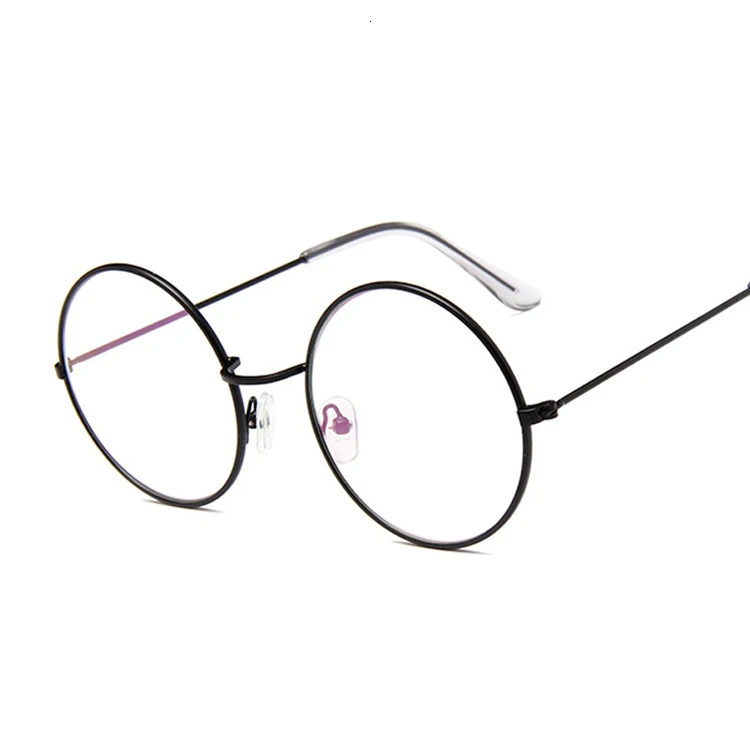 Винтажные Ретро очки с металлической оправой, прозрачные линзы, оптические очки, модные очки Гарри, черные маленькие круглые очки - Цвет оправы: Black Trans