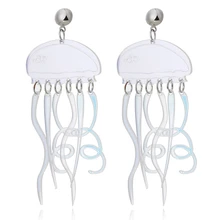 Super cool handmade jellyfish drop earrings color change new illusion transparent style tassel women long animal earrings