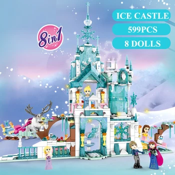 

632PCS Girls' Assembling Blocks Castle Paradise Compatible with Lar Building Blocks Ice and Snow Castle 8 In 1 Kids Toy