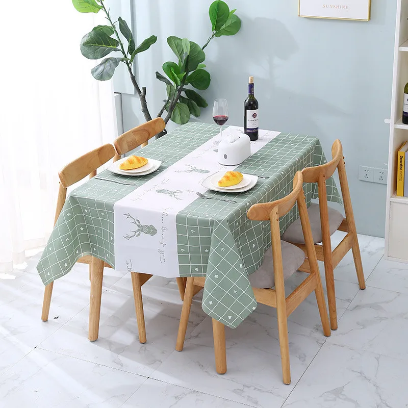 

Nordic Tablecloth Waterproof Oil-Proof Table Mat Cloth Fresh Art Tea Table PVC Rectangle Living Room Dining Table Cover New