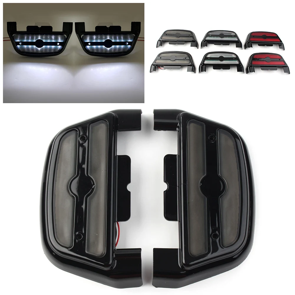

Motorcycle Passenger Footboard Floorboard Cover With Light For Harley Touring Road King for Dyna 2006-up & FL Softail 1986-up