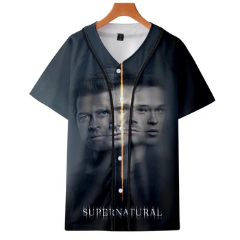 

2019 TV series Supernatural Season 15 Sam and Dean 3D print Short sleeve baseball uniform Men/Women Casual jacket Clothes