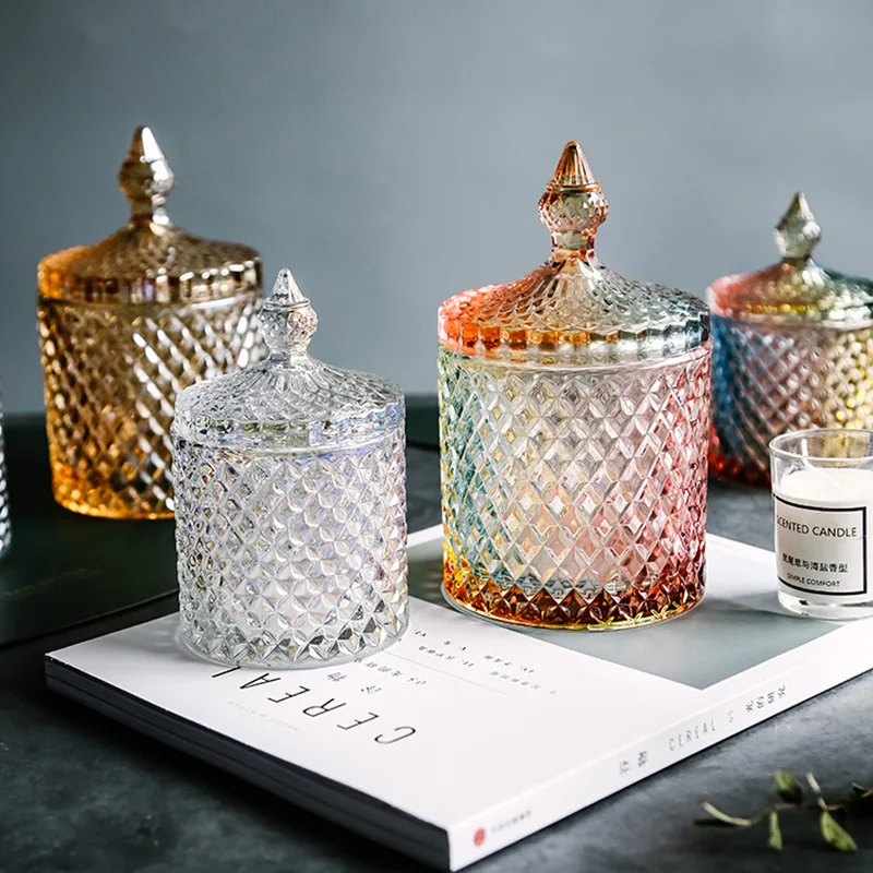 Storage Bottles & Jars Nordic Crystal Glass Jar Cube Sugar Jewelry