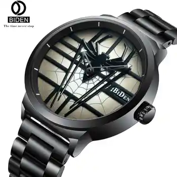 

BIDEN Men Watch Luxury Brand Full Steel Quartz Watches Waterproof Men Wristwatches Fashion Sports Personality Spiderman Watches