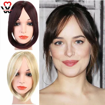 

MANWEI Long Clip in on the front hair Bang side bangs Extension of hair real natural synthetic bangs hair piece