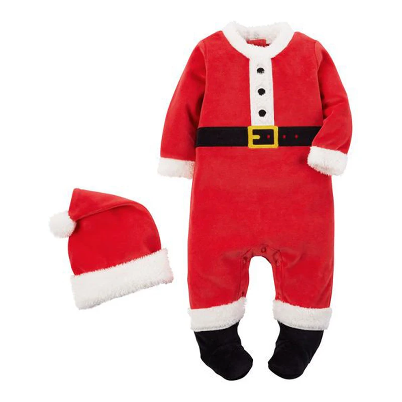 Мультфильм Санта Клаус костюмы для новорожденных, одежда для маленьких мальчиков Штаны для девочек с рождественским изображением маленьких комбинезон для мальчиков спортивный костюм Рождественская праздничная одежда