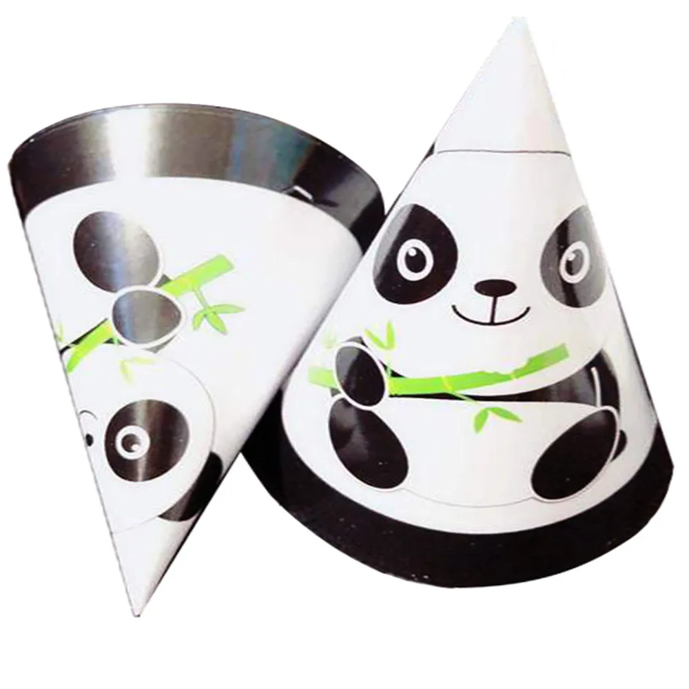 hat 6pcs Panda тема вечерние шляпы Тема дня рождения украшение для торжества мультфильм панда Вечерние наряды - Цвет: hat 6pcs