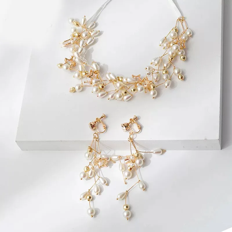 

Ziron Star Bridal Wedding Jewelry Accessories Sets Tiaras de Noiva Handmade Pearls Bride Hairhoop for Bride Headbands Headpieces