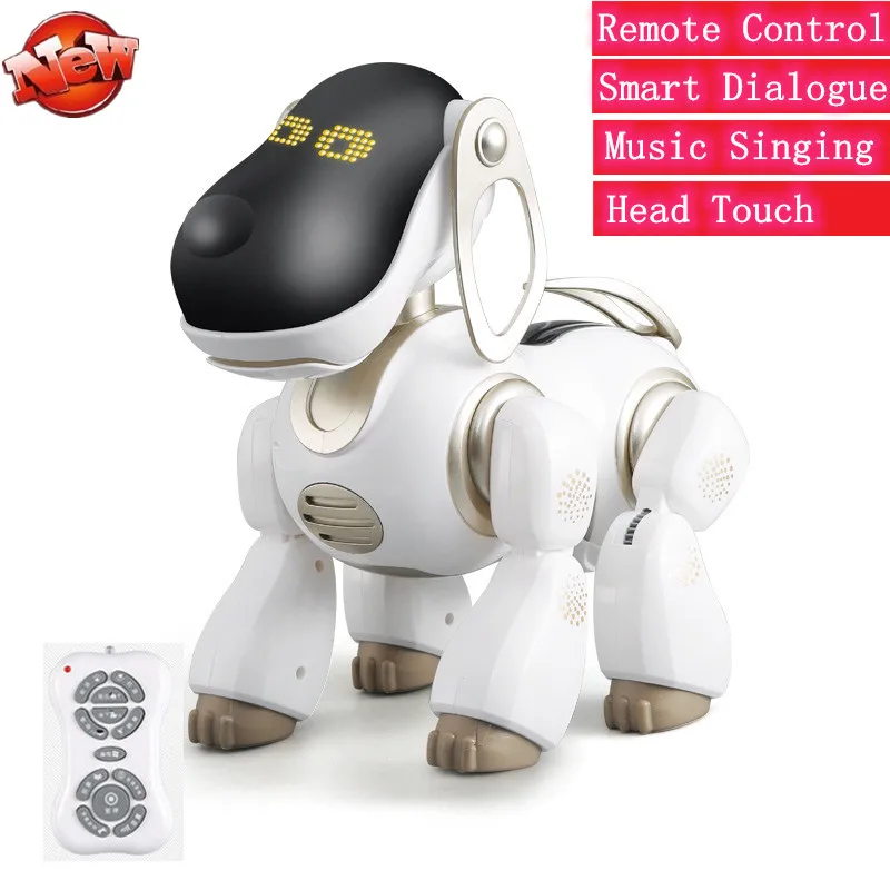 

Intelligent Dialogue Robot Dog With LCD Screen Eye Flash Remote Control Dog Speaking Talking Singing Music Play LED Expression