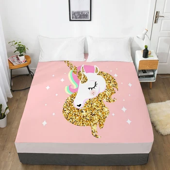

Unicorn Cartoon Fitted Sheets Mattress Cover With Elastic Band 3D Bed Sheet LinensFor Baby Kids Child Girls Boys 200x200 150x200