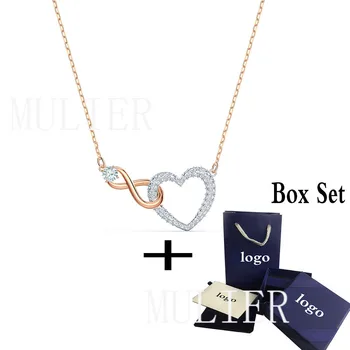 

SWA Fashion Exquisite High Quality INFINITY HEART White Lady Necklace Send Girlfriend Engagement Birthday Classic Gift 5518865