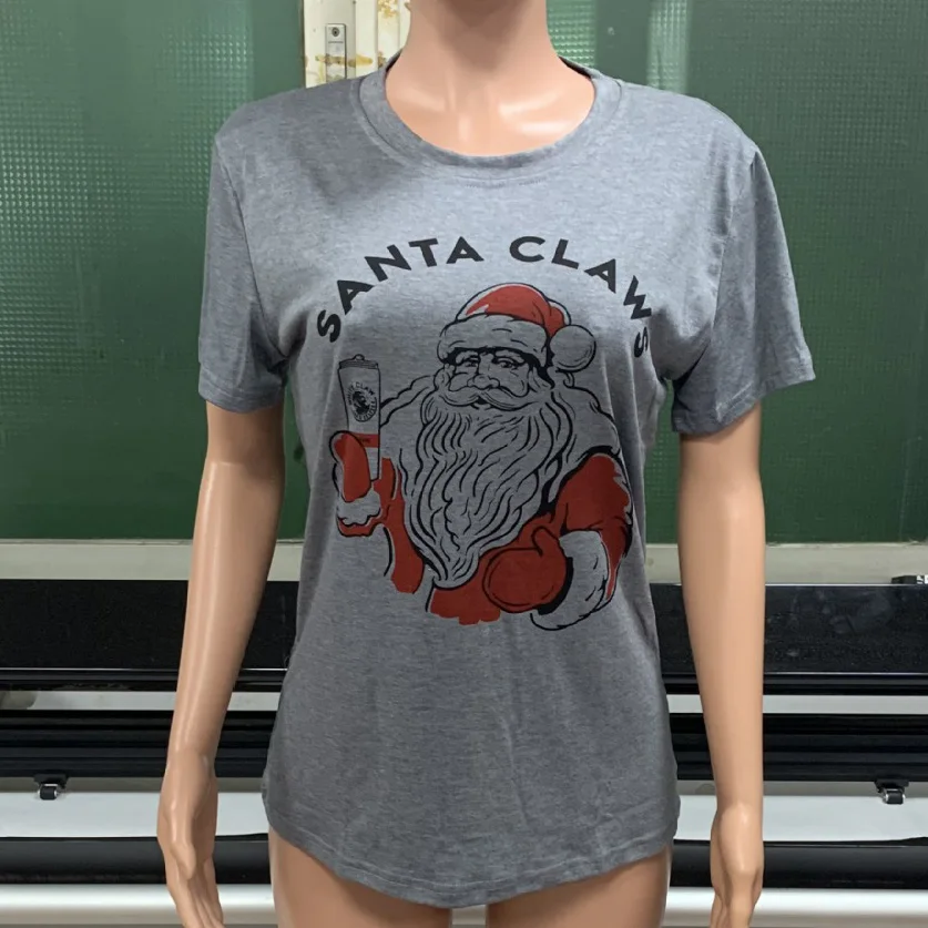 Женская рождественская футболка с изображением Санта-Клауса, футболки с графическим принтом, женские футболки с коротким рукавом больших размеров, женская одежда, базовая уличная одежда
