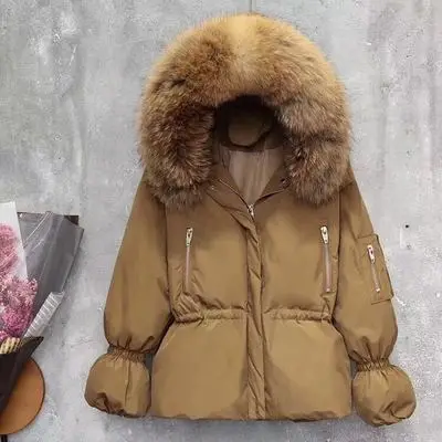 

Down 2020 Jacket Woman Hooded Winter Coat Large Fur Collar Korean Puffy Jacket Warm Parka Chamarras De Mujer KJ2692