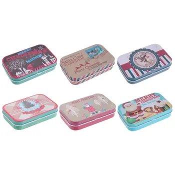 

6pcs Christmas Tin Box Gift Candy Tinplate Box Gift Storage Container Organizer