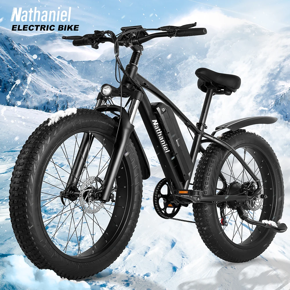 Electric Bike 26''Fat Mountain Bike 1000W Adult ebike 48V 17Ah Lithium Battery 4.0 Tire Men's Electr Bicycle Cruiser Snow e-bike