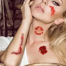 10 Sheets Tattoo Sticker Skin-friendly Realistic Looking Paper Face Wounds Tattoos Stickers for Women