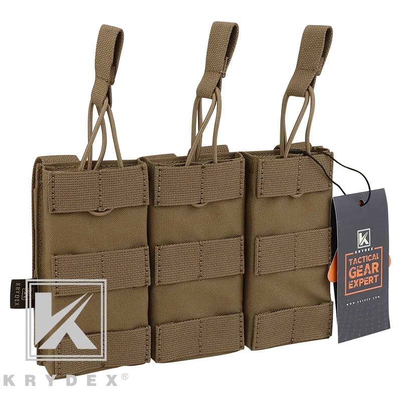 KRYDEX Тактический модульный тройной подсумок 5,56. 223 с открытым верхом MOLLE PALS Mag Carrier для военной стрельбы и охоты CB