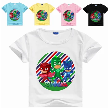

2019 New Pj Masks Round Neck Color Cartoon Printing Figures Anime Pattern Children's T-shirt Short-sleeved Sport Shirt Men 2S35