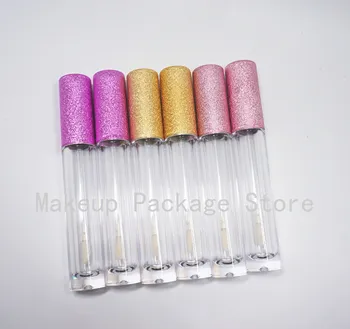 

10-100PCS 6ml Empty Lip Gloss Tube Plastic Lipgloss Bottle Container yellow purple Cap Cylinder clear Lip gloss bottle