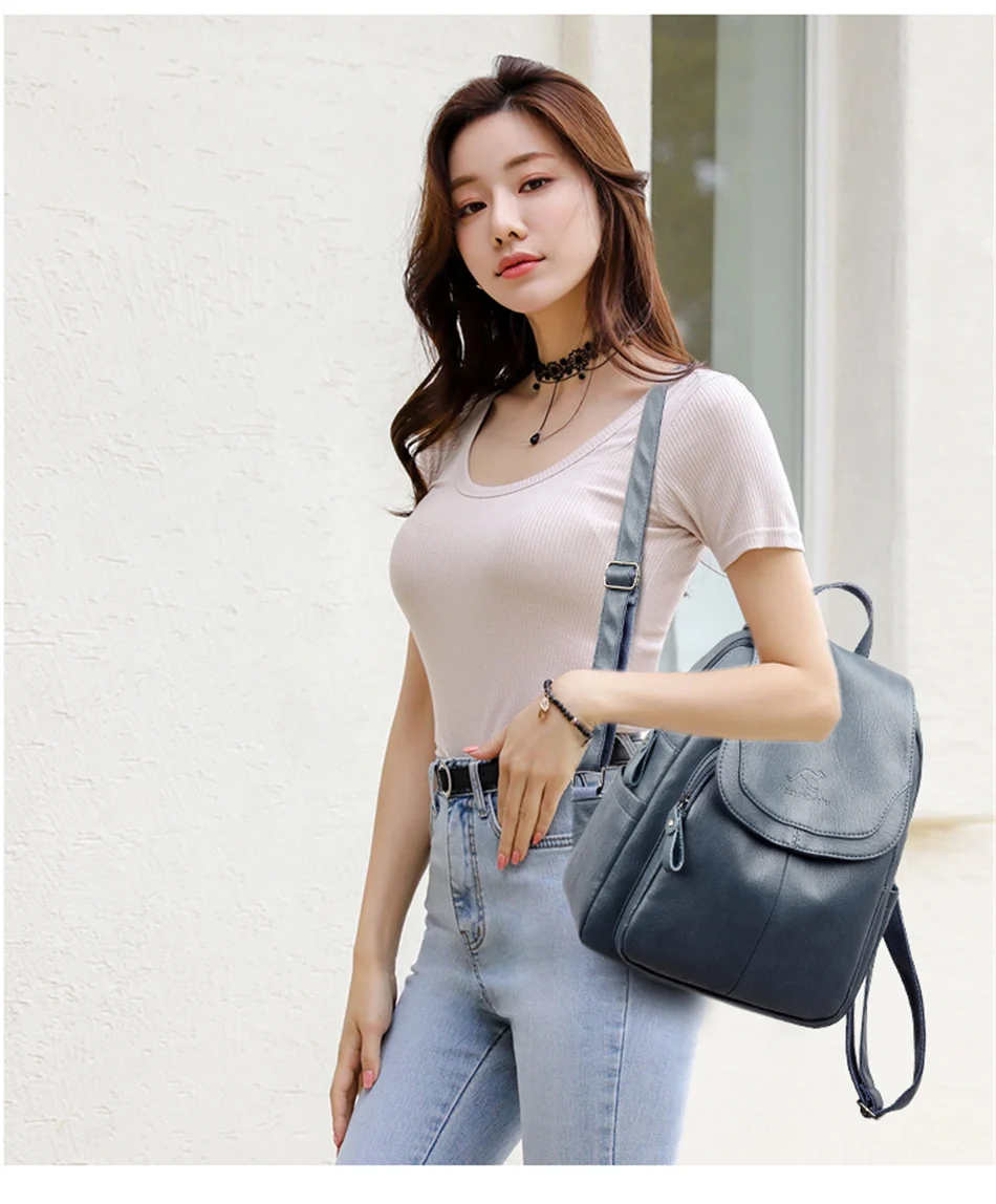 stylish backpack with water bottle holder Women Large Capacity Backpack Purses High Quality Leather Female Vintage Bag School Bags Travel Bagpack Ladies Bookbag Rucksack elegant backpack