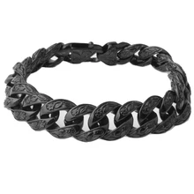 23 см* 15 мм Ювелирные изделия мужские браслеты кубинские цепи для похода черный 316L браслет из нержавеющей стали для браслета Мужские аксессуары оптом