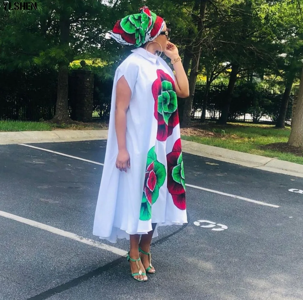 African Dresses for Women Dashiki Plus Size African Clothes Basin Riche Print Africa Long Shirt Dress Robe Africaine Femme 2019 06