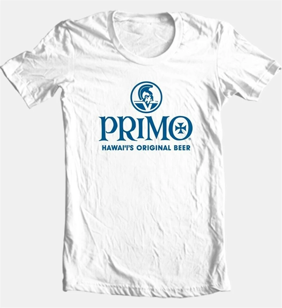 Primo Beer t-shirt Гавайи 100 хлопок с графическим принтом белая футболка плюс размер
