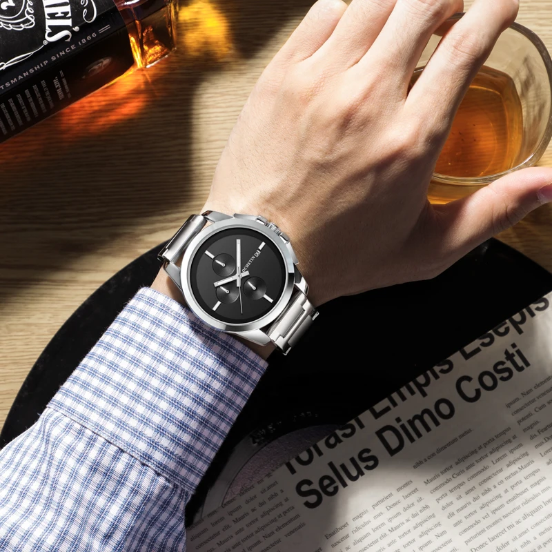 OCHSTIN Men Watch Quartz Chronograph Male Watches Luminous Hands Top Brand Luxury Blue Simple Date Dial Wristwatch Gift For Mens